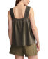 Women's Embroidered-Yoke Cotton Sleeveless Tank Top
