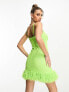 Фото #3 товара Jaded Rose embellished faux feather mini dress in lime