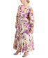 Фото #2 товара Plus Size Printed Chiffon A-Line Dress