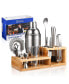 Premium 14 Piece Stainless Steel Bartender Kit with Bamboo Stand