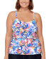 Фото #1 товара Plus Size Printed Tiered Tankini Top, Created for Macy's