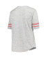 ფოტო #2 პროდუქტის Women's Heather Gray Distressed Georgia Bulldogs Plus Size Striped Lace-Up V-Neck T-shirt