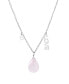 Фото #3 товара Macy's rose Quartz Pear Shape Bead 16mm Charm Necklace in Fine Silver Plated Brass