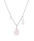 ფოტო #3 პროდუქტის Rose Quartz Pear Shape Bead 16mm Love Charm Necklace in Fine Silver Plated Brass