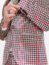 Twisted Tailor ribery skinny suit jacket in pink houndstooth check