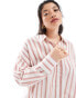 Фото #4 товара Yours oversized linen shirt in rust stripe