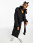 Фото #1 товара Cotton On button up mother puffer longline jacket with removable hood in black