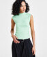 Фото #1 товара Women's Sleeveless Mock-Neck Cropped Top, Created for Macy's