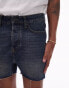 Topman micro denim shorts in dark wash