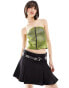 Фото #2 товара Basic Pleasure Mode metallic foil zip through bandeau top in acid green