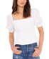 ფოტო #1 პროდუქტის Women's Eyelet Puff-Sleeve Peplum-Hem Top