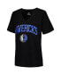 Фото #3 товара Women's Black Dallas Mavericks Plus Size Arch Over Logo V-Neck T-shirt