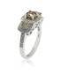 Фото #3 товара Suzy Levian Sterling Silver Cubic Zirconia Three Stone Halo Brown Engagement Ring