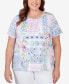 Фото #1 товара Plus Size Patchwork Floral Braided Neck Tee