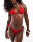 Фото #1 товара South Beach crinkle triangle bikini top in red