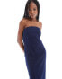 ONLY fitted bandeau midi denim dress in indigo