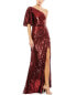 Фото #1 товара Mac Duggal Embellished Cap Sleeve Cowl Neck Trumpet Gown Women's