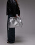 Фото #1 товара Topshop Gabi oversized clutch bag with ruched detail in silver