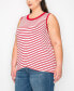 ფოტო #3 პროდუქტის Plus Yarn Dye Stripe Contrast Double Binding Swing Tank Top