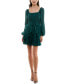 ფოტო #1 პროდუქტის Juniors' Tie-Waist Ruffled Jacquard Dress