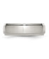 Stainless Steel Polished Brushed Center 7mm Edge Band Ring