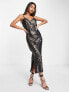 Фото #5 товара River Island animal print slip dress in bronze