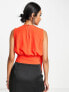 ASOS DESIGN sleeveless blouse with drape front in red