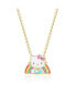 ფოტო #1 პროდუქტის Sanrio Yellow Gold Plated Crystal Rainbow Necklace - 18'' Chain, Officially Licensed Authentic