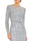 ფოტო #4 პროდუქტის Women's Embellished Illusion High Neck Long Sleeve Gown