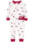 Toddler 1-Piece Firetruck 100% Snug Fit Cotton Footless Pajamas 2T