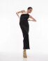 Topshop one shoulder rib jersey midi dress in black Черный, 34 - фото #2