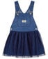 Фото #3 товара Toddler Tulle and Denim Jumper Dress 3T