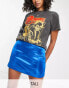 Фото #4 товара Topshop Tall double seam satin mini skirt in cobalt