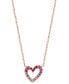 ფოტო #1 პროდუქტის EFFY® Pink Sapphire (1/6 ct. t.w) & Ruby (1/20 ct. t.w.) Ombré Heart 17-3/4" Pendant Necklace in 14k Rose Gold