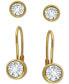 ფოტო #1 პროდუქტის 2-Pc. Set Cubic Zirconia Stud & Leverback Earrings in 18k Gold-Plated Sterling Silver, Created for Macy's