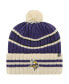 ფოტო #1 პროდუქტის Men's Purple, Cream Minnesota Vikings No Huddle Cuffed Knit Hat with Pom