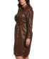 ფოტო #3 პროდუქტის Plus Size Faux Leather Long Sleeve Shirtdress