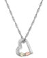 Фото #1 товара Floating Heart Pendant 18" Necklace in Sterling Silver with 12K Rose and Green Gold