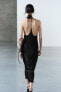 Фото #12 товара Атласное платье-комбинация с горловиной халтер ZARA