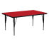 Фото #1 товара 24''W X 60''L Rectangular Red Hp Laminate Activity Table - Height Adjustable Short Legs