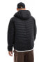 Jack & Jones packable padded jacket with hood in black