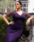 Plus Size Embellished Sheer Matte Jersey Gown