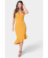 ფოტო #1 პროდუქტის Women's Cross Over Flounce Midi Scuba Crepe