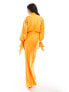 Фото #5 товара ASOS DESIGN satin balloon sleeve high neck maxi dress in orange