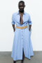 Фото #3 товара Платье-рубашка с ремнем из джута ZARA