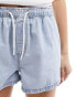 ASOS DESIGN pull on denim short in lightwash blue