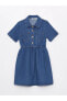 Фото #1 товара Kısa Kollu Kız Çocuk Jean Gömlek Elbise