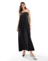 4th & Reckless satin bandeau trapeze maxi dress with pockets in black Черный, 34 - фото #1