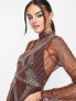 Фото #3 товара ASOS DESIGN ergonomic embellished mini dress in chocolate