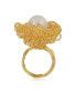 ფოტო #1 პროდუქტის Unique Sterling Silver 14K Gold Plated 14MM Genuine Freshwater Pearl Ring